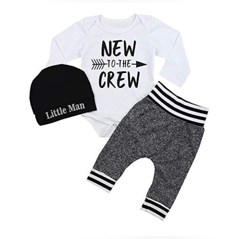 Newborn 3pcs Outfit Set - Black and White